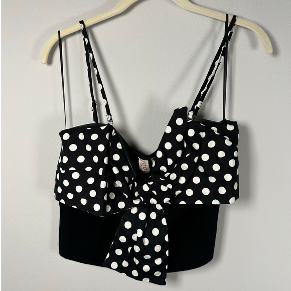 NWT Dolan Cropped Bow Polka Dot Ribbed Sweater Tank Size Large - Picture 2 of 10